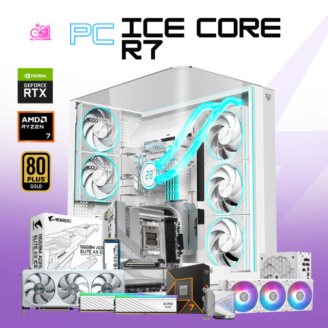 PC ICE CORE R7 / AMD RYZEN 7 9700X / RTX 5070 / 32GB RAM DDR5 / 2TB SSD NVME / ENFRIAMIENTO LIQUIDO 360MM / FUENTE 750W 80+ GOLD / PROMOCION