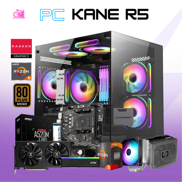 PC KANE R5 / AMD RYZEN 5 5500 / RADEON RX 7600 / 16GB RAM / 1TB SSD NVME / DISIPADOR DE TORRE / FUENTE 650W 80+ BRONZE / PROMOCION
