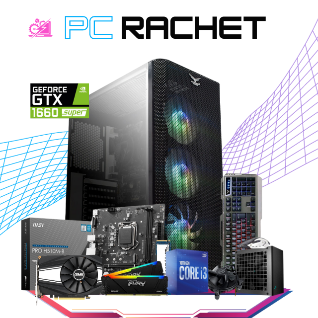 PC RACHET/ INTEL CORE I3-10100 / GTX 1660 SUPER / 16GB RAM / 500GB SSD M.2 NVME / FUENTE 500W 80+ BRONZE / PROMOCION