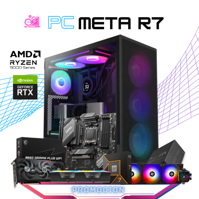 PC META R7 /  AMD RYZEN 7 9700X / RTX 5070 TI / 32GB RAM DDR5 / 2TB SSD NVME / ENFRIAMIENTO LIQ 360MM / FUENTE 850W 80+ GOLD /  PROMOCION
