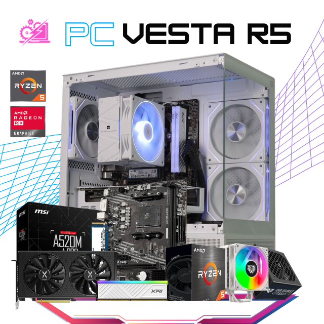 PC VESTA R5 / AMD RYZEN 5 4500 / RADEON RX 6600 / 16GB RAM / 500GB SSD NVME / FUENTE 550W 80+ BRONZE/ DISIPADOR DE TORRE 120MM / PROMOCION