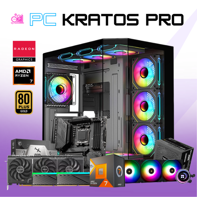 PC KRATOS PRO / AMD RYZEN 7 7800X3D / RADEON RX 9070 XT / 32GB RAM DDR5 / 2TB SSD NVME / ENFRIAMIENTO LIQ 360MM / FUENTE 850W 80+ GOLD / W11 PRO / PROMOCION