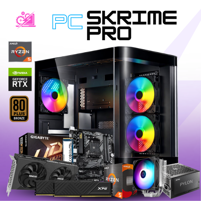 PC SKRIME PRO / AMD RYZEN 5 5500X3D / RTX 5050 / 32GB RAM / 1TB SSD NVME / DISIPADOR DE TORRE / FUENTE 650W 80+ BRONZE / B550M / WIFI / BLUETOOTH / W11 PRO / PROMOCION