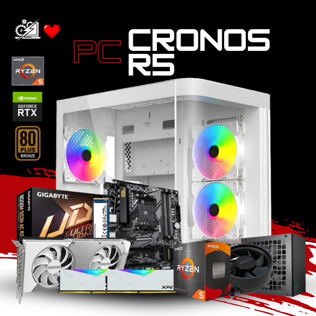 PC CRONOS R5 / AMD RYZEN 5 5500 / RTX 5060 / 16GB RAM / 1TB SSD NVME / B550M / 650W 80+ BRONZE/ W11 PRO / PROMOCION
