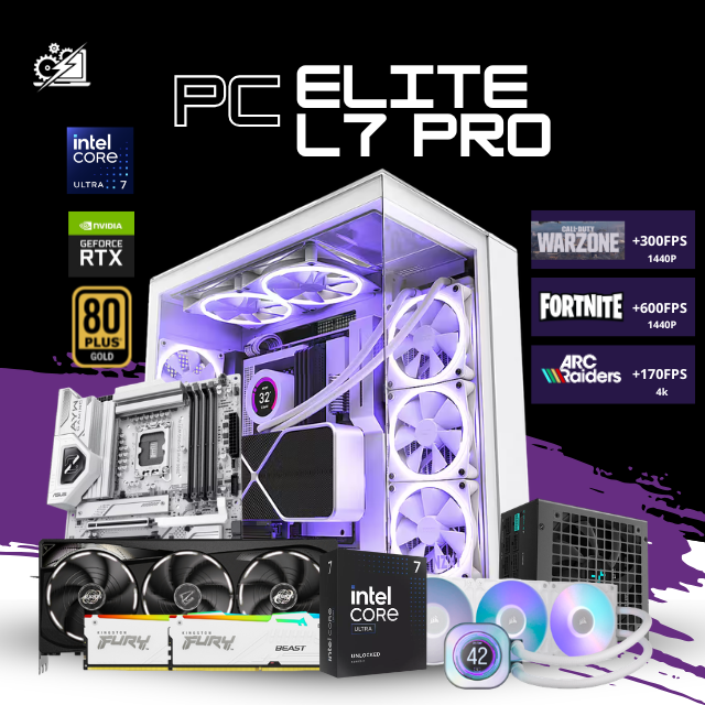 PC ELITE L7 PRO / INTEL CORE ULTRA 7 265K / RTX 5090 / 32GB RAM DDR5 / 2TB SSD NVME / Z890 / ENFRIAMIENTO LIQ 360MM CON PANTALLA / FUENTE 1200W 80+ GOLD / W11 PRO / PROMOCION