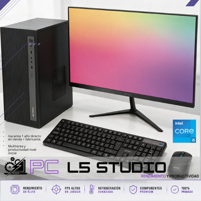 PC L5 STUDIO BUNDLE / INTEL CORE I5-12400 / 8GB RAM DDR4 / 240GB SSD / WIFI / MONITOR 21.5" FHD 75HZ / KIT TECLADO Y MOUSE / W11 PRO / PROMOCION
