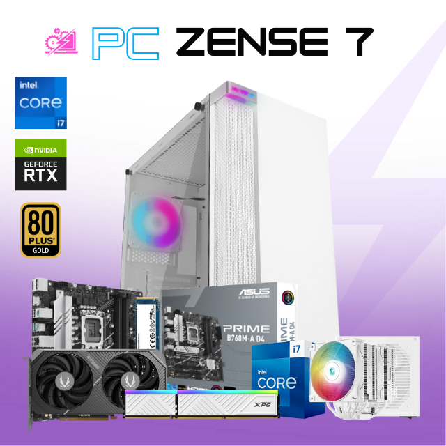PC ZENSE 7 / INTEL CORE I7-13700F / RTX 5060 / 32GB RAM / 1TB SSD NVME / DISIPADOR DE TORRE DOBLE FAN / FUENTE 750W 80+ GOLD / W11 PRO / PROMOCION