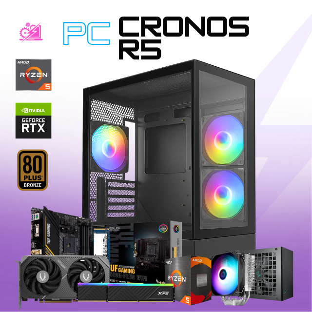 PC CRONOS R5/ AMD RYZEN 5 5600x / RTX 5060 / 32GB RAM / 1TB SSD NVME / DISIPADOR DE TORRE ARGB / FUENTE 650W 80+ BRONZE / W11 PRO /  PROMOCION