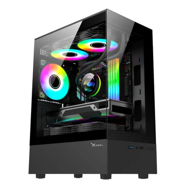 Gabinete Gamer Xzeal XZY1 Negro / Micro ATX / 3 ventiladores incluidos con RGB