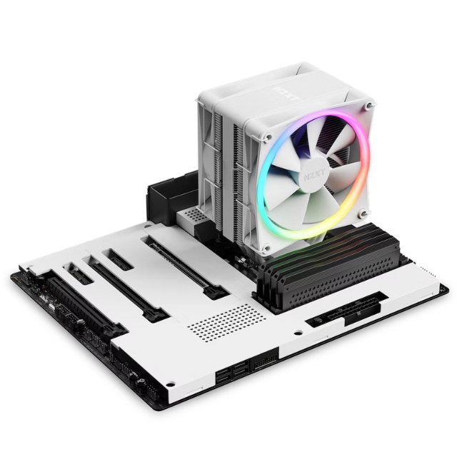 Disipador CPU NZXT T120 Blanco RGB/ Enfriador de Aire para CPU / Tubos de Cobre Conductivos / Rodamientos Dinámicos de Fluidos / Compatibilidad AMD e Intel / RC-TR120-W1