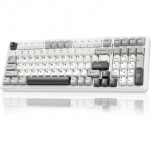 Teclado Mec&aacute;nico AULA F99/ INALAMBRICO / GREY+WHITE+DARK GREY / Dise&ntilde;o del 98%/GRAY WOOD SWITCHV3