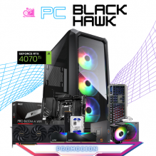 PC BLACK HAWK / AMD RYZEN 5 7600X / RTX 4070 TI / 32GB RAM DDR5 / 512GB SSD M.2 NVME + 1TB HDD / DISIPADOR DE TORRE DOBLE / WIFI / FUENTE 1050W 80+ GOLD / INCLUYE REGALO
