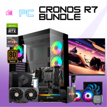 PC CRONOS R7 BUNDLE / AMD RYZEN 7 5700X / RTX 5060 / 32GB RAM / 1TB SSD NVME / FUENTE 650W 80+ BRONZE / ENFRIAMIENTO LIQUIDO / MONITOR 24" FHD IPS 165HZ 1MS / PROMOCION
