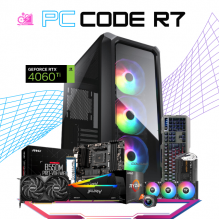 PC CODE R7 / AMD RYZEN 7 5700X / RTX 4060 TI / 32GB RAM / 1TB SSD M.2 NVME / ENFRIAMIENTO LIQUIDO 360MM / FUENTE DE PODER 650W 80+ BRONZE / INCLUYE KIT TECLADO Y MOUSE / PROMOCION