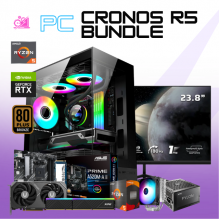 PC CRONOS R5 BUNDLE / AMD RYZEN 5 5600X / RTX 5060 / 32GB RAM / 1TB SSD NVME / FUENTE 650W 80+ BRONZE / A520M / DISIPADOR DE TORRE/ MONITOR 23.8" FHD 180HZ 1MS/ KIT TECLADO Y MOUSE / W11 PRO / PROMOCION